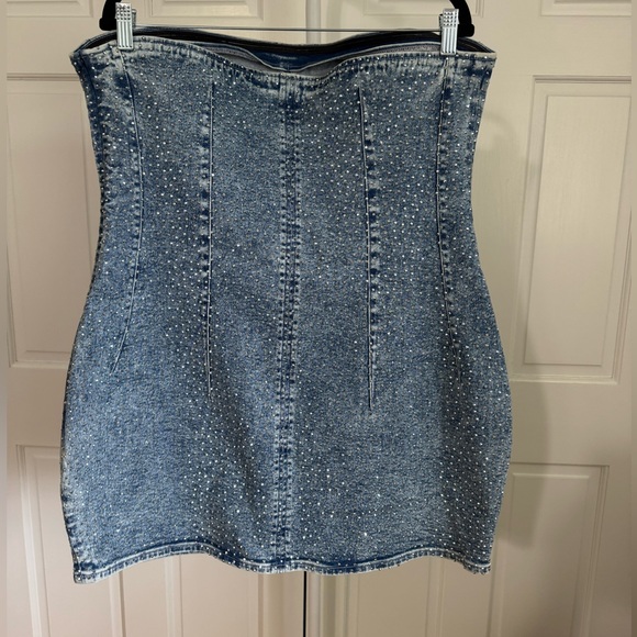 NWOT Good America Denim Studded Rhinestone Dress Size 2X - Picture 2 of 4